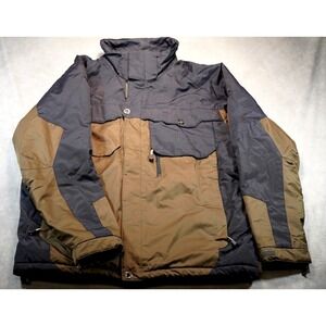 Chalet Ski Wear Jacket L Black Tan‎ Zip Pockets Snow Skirt Vented